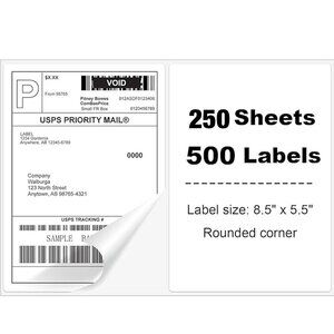 Shipping Labels 8.5" x 5.5" Half Sheet Adhesive 500 labels/pk Laser Ink Jet